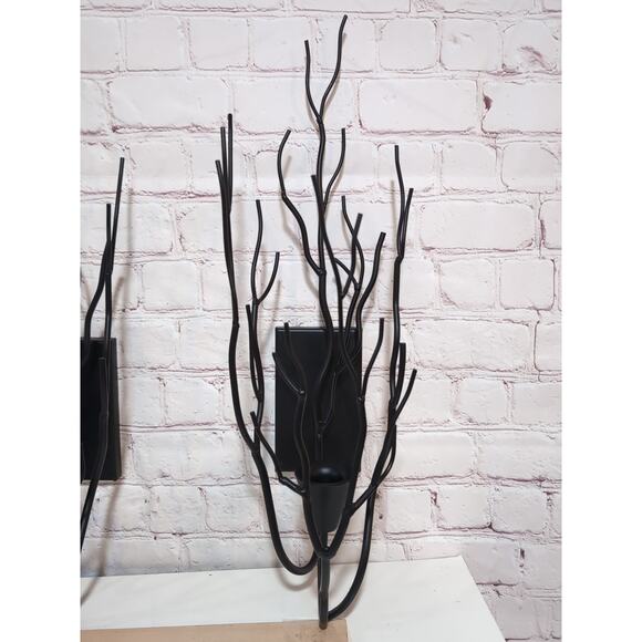 Partylite Gaia Metal Branch Tree Shaped Wall Sconce Candle Holder 18” Black - Picture 3 of 11